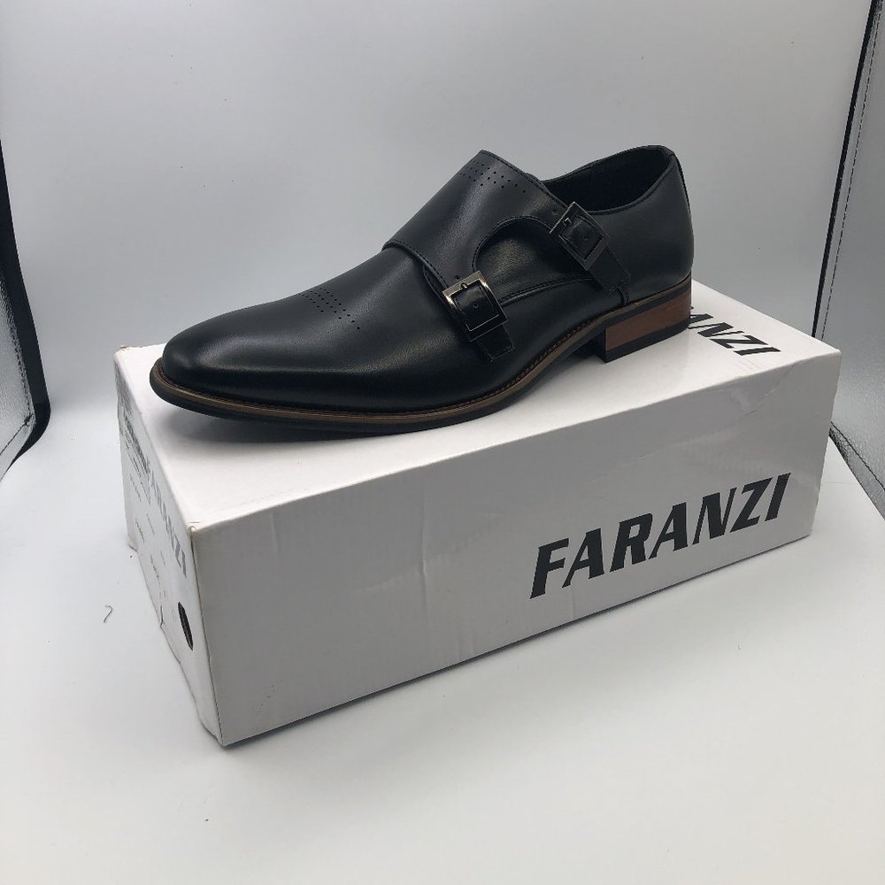 Faranzi Mans Double Monk Strap Oxford Slip-on Loafer Buckle Loafer Black  Size 9